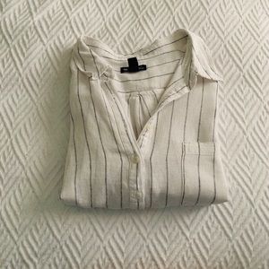 Gap Striped Linen Boyfriend Fit Mid Button Up